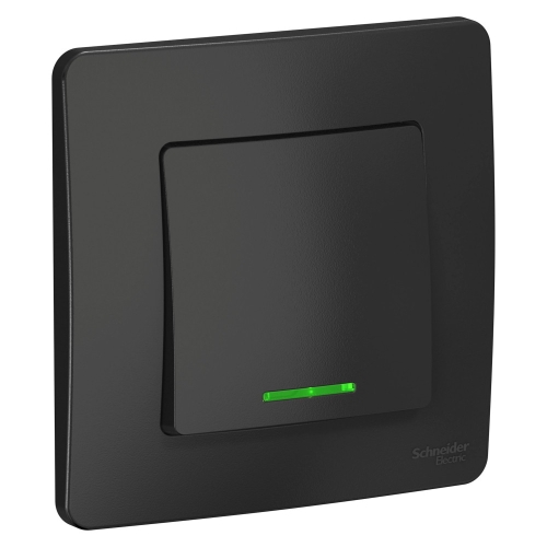 Выключатель 1кл Blanca с/п  Антрацит с Подсв. 10А BLNVS010116