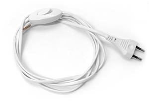 Шнур с вилкой и выкл 1,7м  белый (ШВВП 2х0,75) Smartbuy