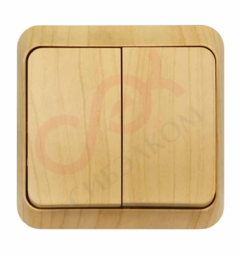 Выключатель 2кл о/п светлое дерево 