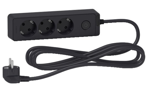 Удлинители Schneider  UNICA EXTEND 3 гн. з/к 3м с выкл. (черный)