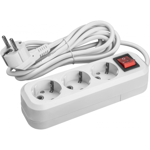 Удлинитель Онлайт 3 гн. 3 м с з/к с выкл. ПВС 3х1 3500Вт  (90523) (50)