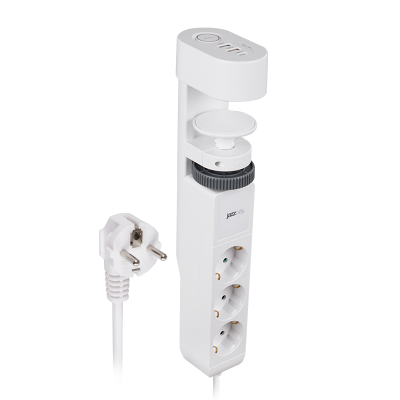 Удлинители JAZZway на струбцине 3гн. с з/к 3 USB выхода ETD-03U-150-wh с подстветкой белый