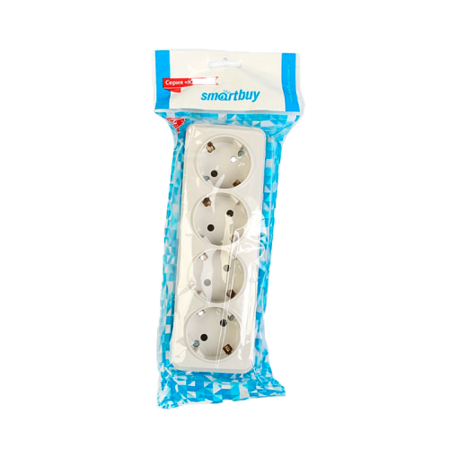Розетка 4-местная 16А с заземлением белая 