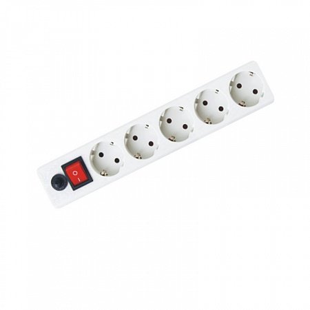 Сетевой фильтр 16А/2,5кВт General 5гн 1,5м белый (ПВС 3х1) (20) 471000