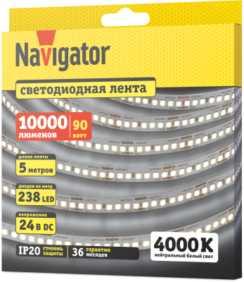 Лента СД Navigator NLS-2835W240-18-IP20-24V R5 95304
