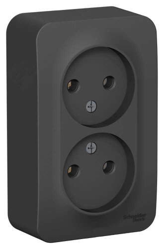 Розетка 2гн оп Blanca Антрацит  с изол. пл. BLNRA000216