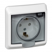 ЭТЮД IP44 С/У РОЗЕТКА с заземлением со штороками 16А 250B, БЕЛЫЙ, Россия