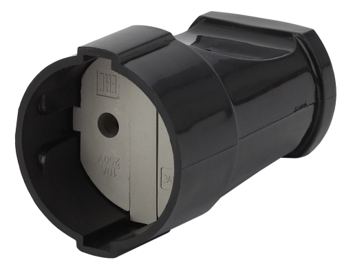 Штепсельное гнездо  черный 10А ЭРА R*1-В (24)