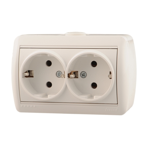 Розетка 2гн с з/к о/п Nata белый (керам) (0200127) (10/120)