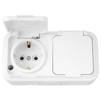Розетка 2гн о/п з/к РА16-303  ПРАЛЕСКА АКВА БЕЛЫЙ IP54 (30)