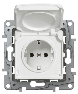 Механизм Розетки 1гн з/к IP44 ETIKA  белый (L672232)