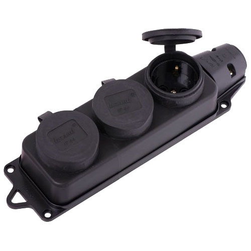 Колодка тройная каучук 1ф 16А/220В (0400-101) (36) Lezard