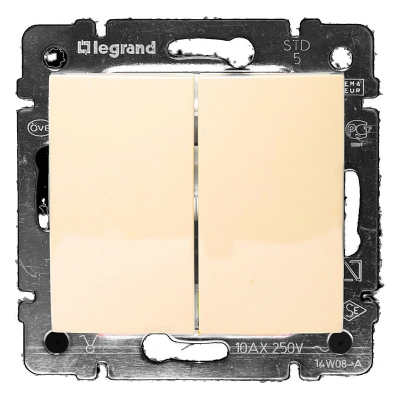 Выключатель 2кл с/п прох Valena сл кость (774308)