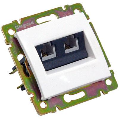 Розетка TF RJ 11 2гн с/п Valena белый (774439)