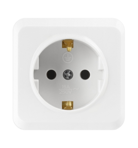 Розетка 1гн с з/к о/п белый с ЗАЩИТН.ШТОРК. 