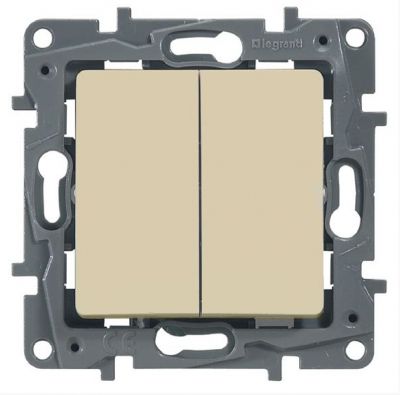 Механизм выкл 2 кл с подсвет слон кость (L672304)