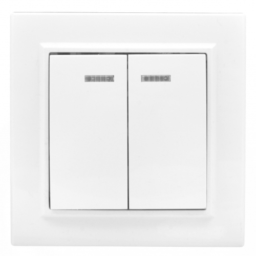 Выключатель 2кл свет СП 10А белый EKF Минск (10/200) 