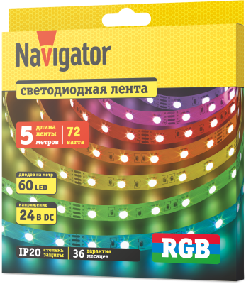 Лента СД Navigator NLS-5050RGB60-14.4-IP20-24V R5 95313