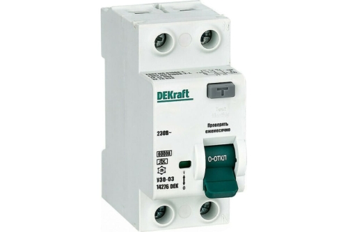 УЗО 2P 16А 30мА AC УЗО-03 6кА DEKraft