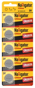 Батарейка Navigator 94764 NBT-CR2025-BP5 (100)