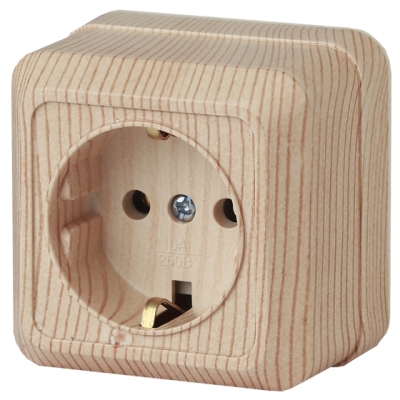 Розетка 1гн с з/к ОУ 16А сосна Intro Quadro IP20 керамика ЭРА 2-202-11