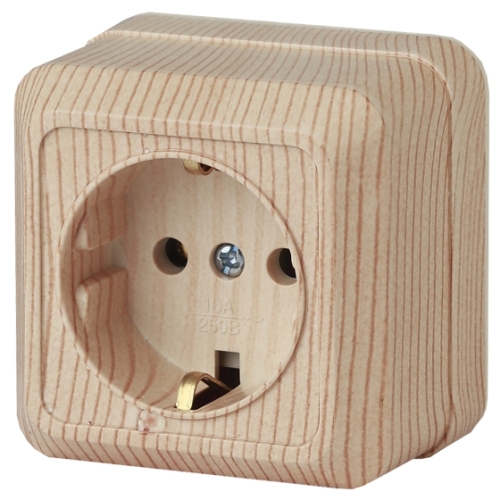 Розетка 1гн с з/к ОУ 16А сосна Intro Quadro IP20 керамика ЭРА 2-202-11